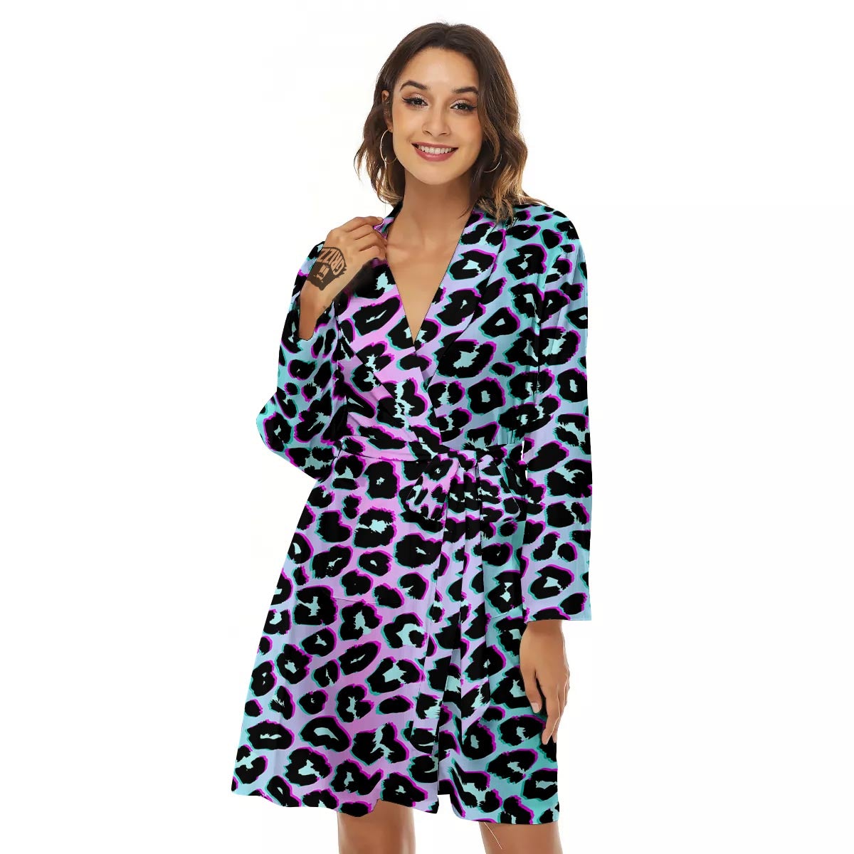 Leopard Trippy Psychedelic Print Pattern Women's Robe-grizzshop