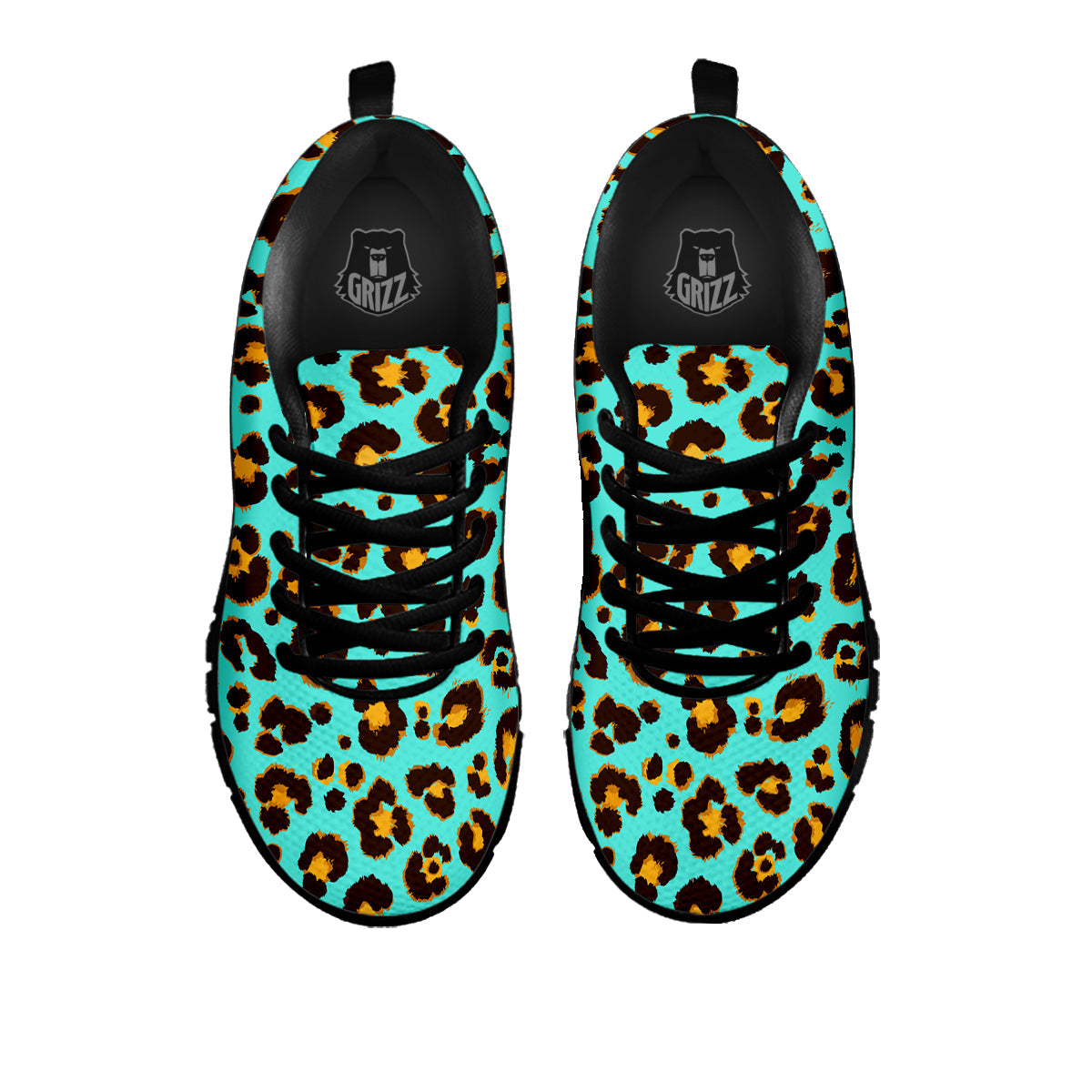 Leopard Turquoise Print Pattern Black Sneaker-grizzshop