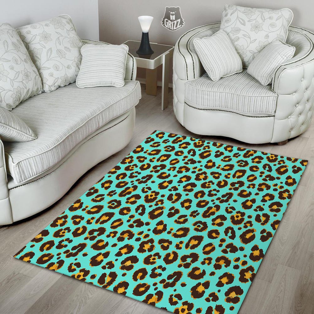 Leopard Turquoise Print Pattern Floor Mat-grizzshop