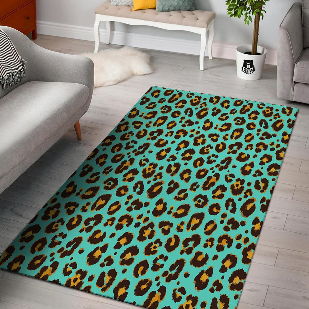 Leopard Turquoise Print Pattern Floor Mat-grizzshop