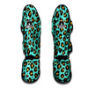 Leopard Turquoise Print Pattern Muay Thai Shin Guards-grizzshop