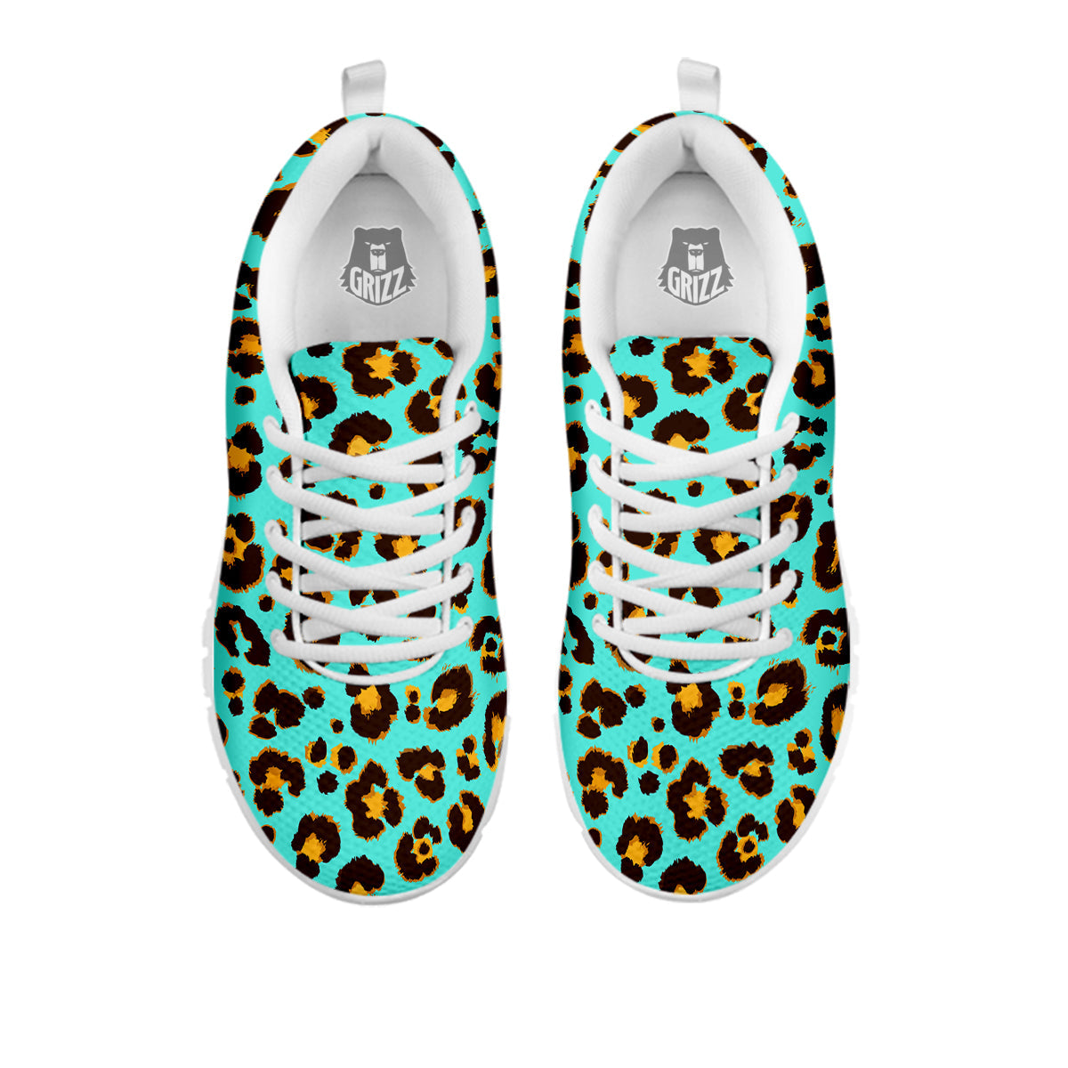 Leopard Turquoise Print Pattern White Sneaker-grizzshop