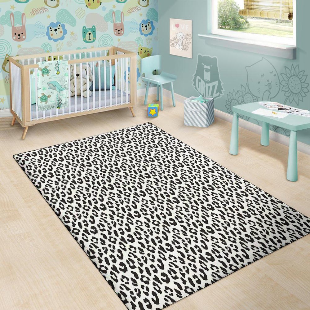Leopard White Print Pattern Floor Mat-grizzshop