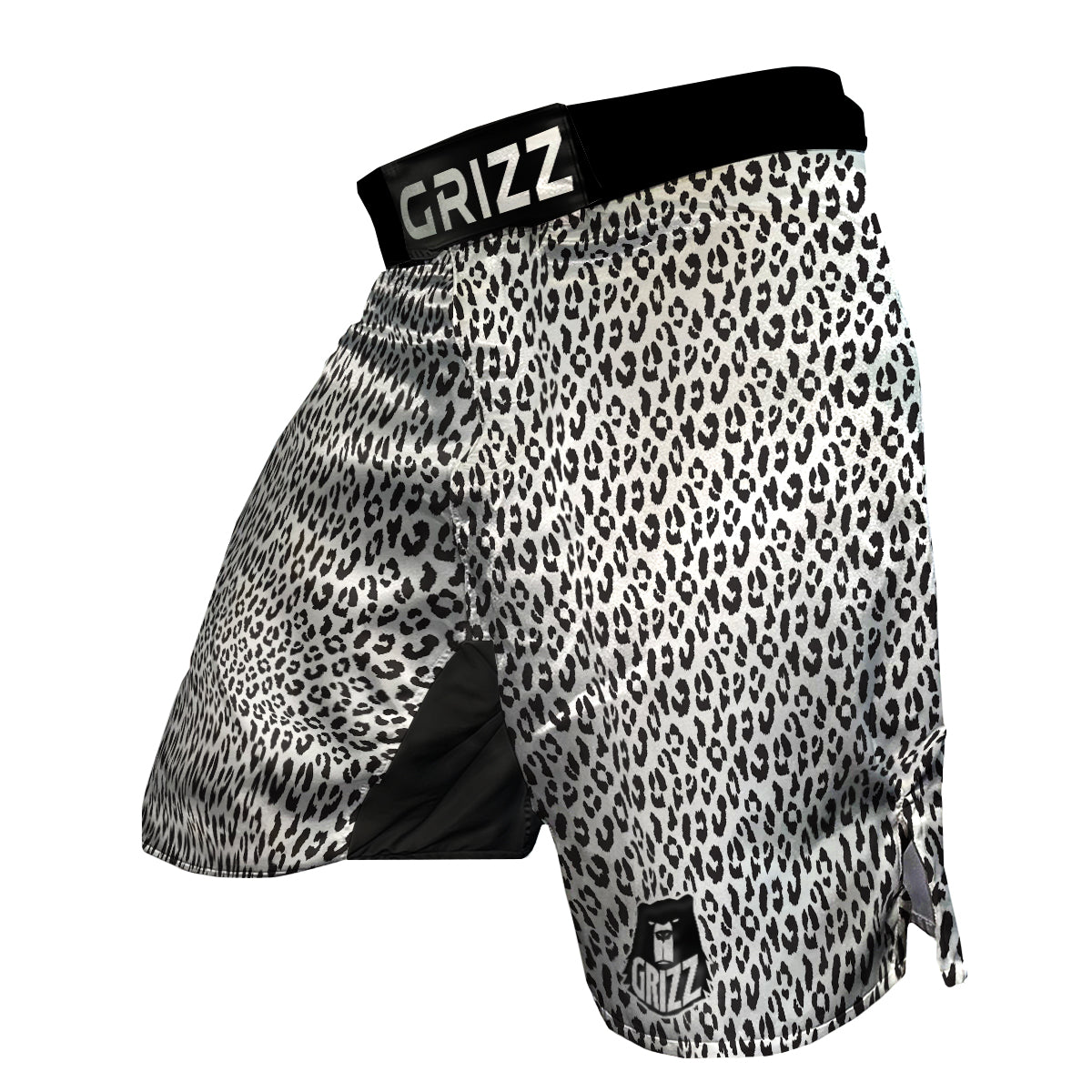 Leopard White Print Pattern MMA Shorts-grizzshop