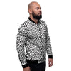 Leopard White Print Pattern Men's Bomber Jacket-grizzshop