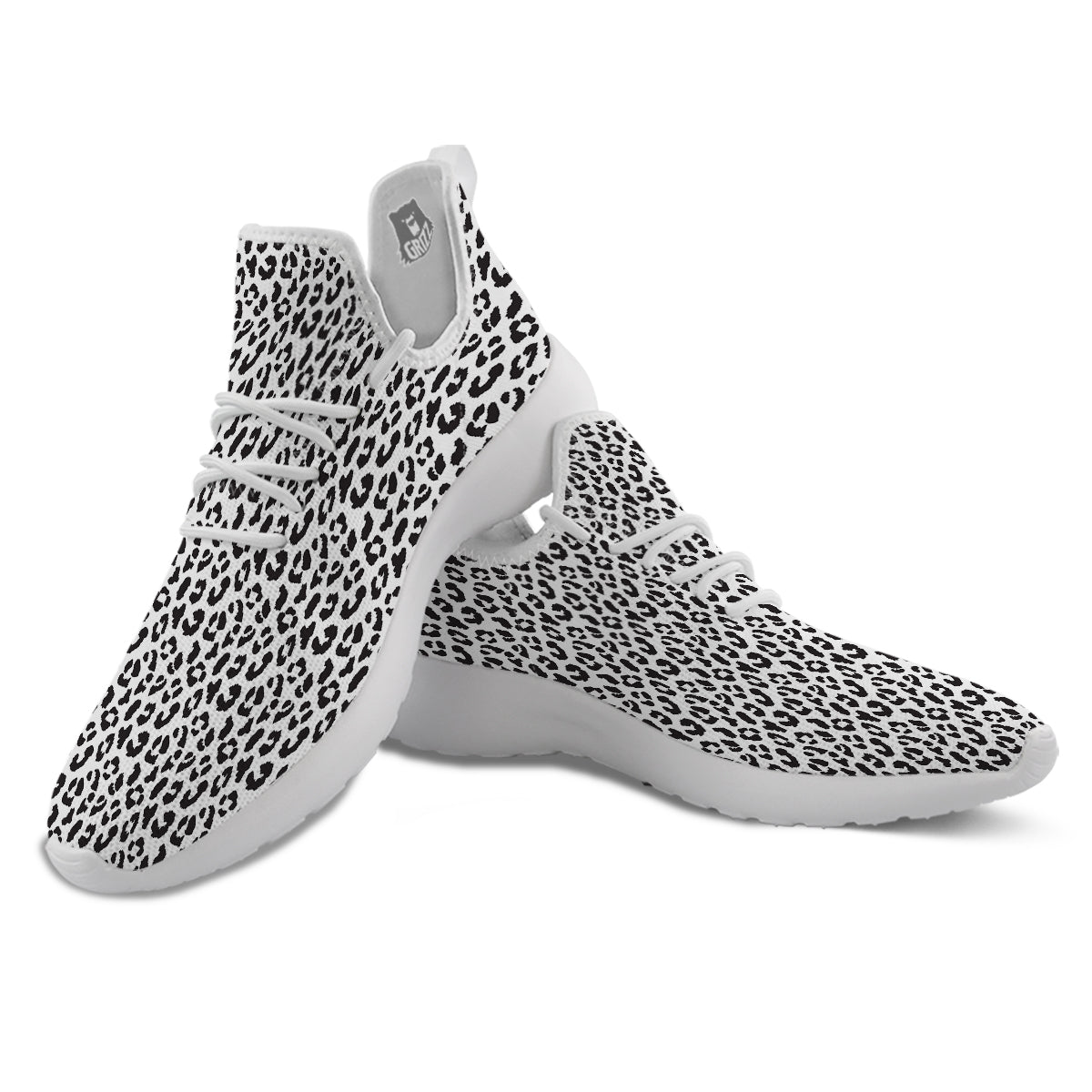 Leopard White Print Pattern White Athletic Shoes-grizzshop