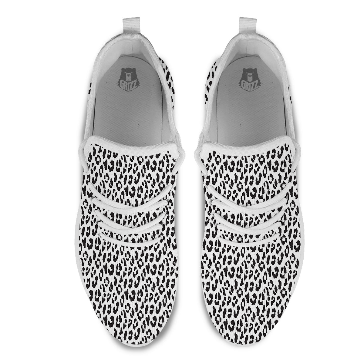 Leopard White Print Pattern White Athletic Shoes-grizzshop