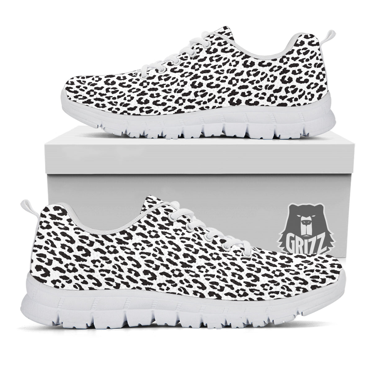 Leopard White Print Pattern White Sneaker-grizzshop