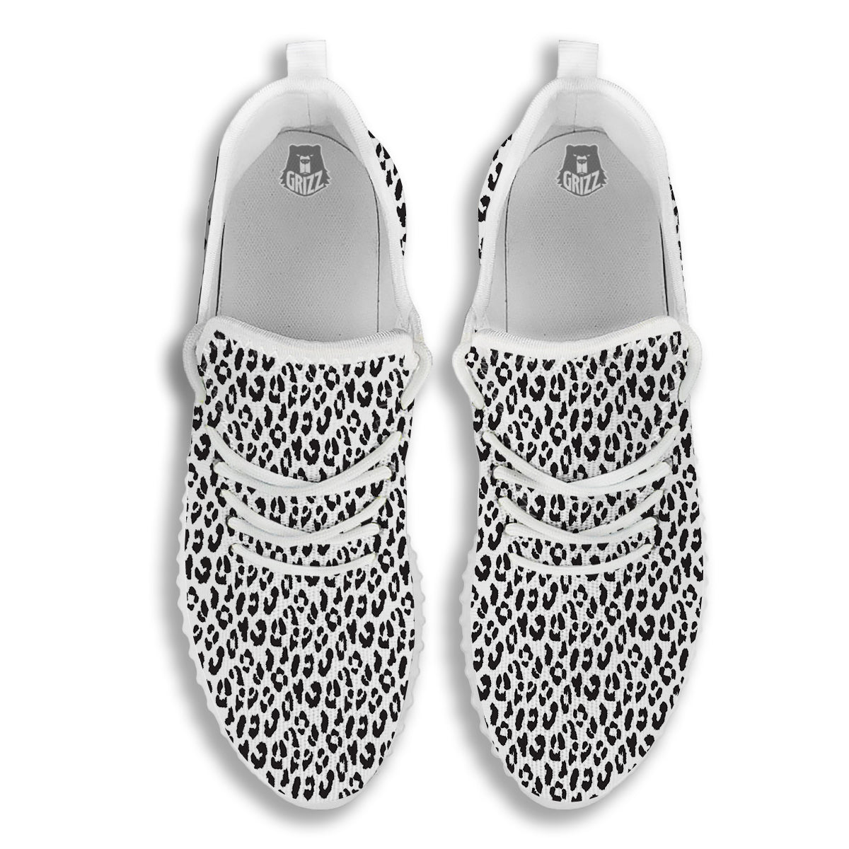 Leopard White Print Pattern White Walking Shoes-grizzshop