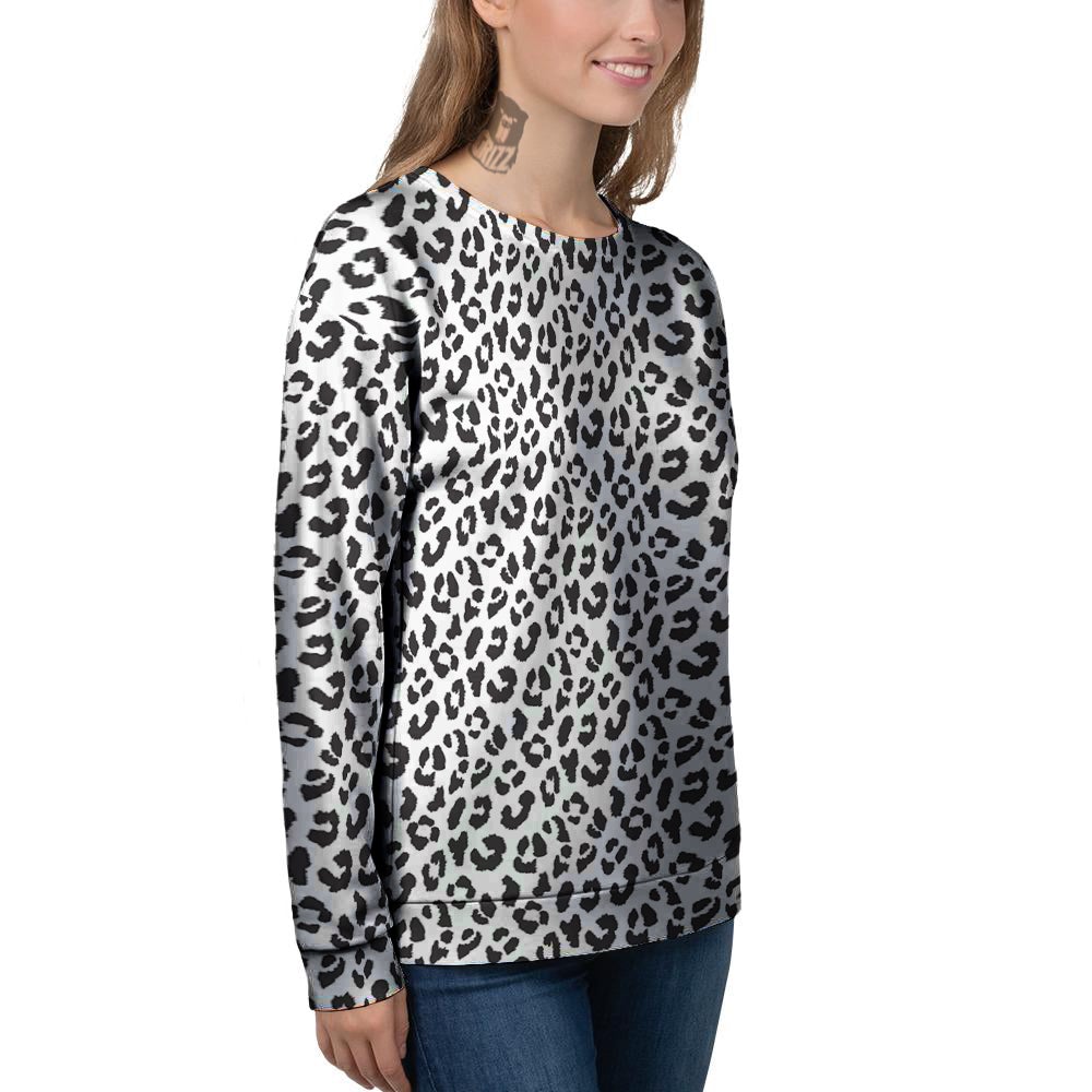 Leopard White Print Pattern Women's Sweatshirt-grizzshop