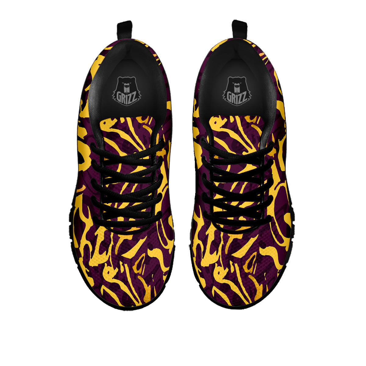 Leopard Yellow And Purple Print Pattern Black Sneaker-grizzshop