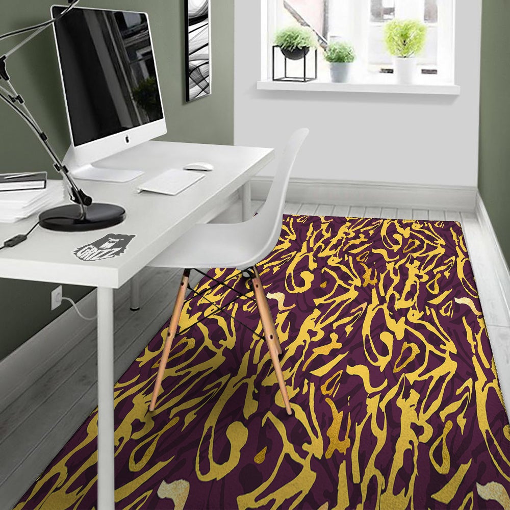 Leopard Yellow And Purple Print Pattern Floor Mat-grizzshop