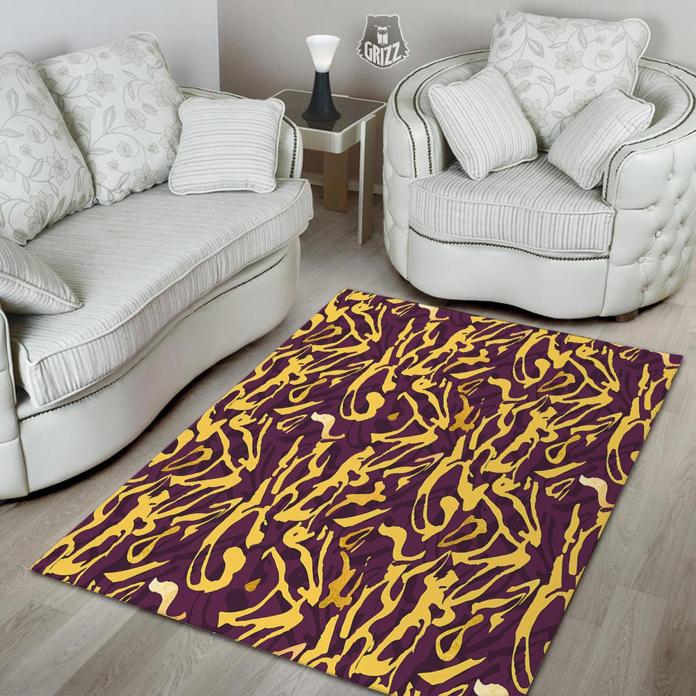 Leopard Yellow And Purple Print Pattern Floor Mat-grizzshop