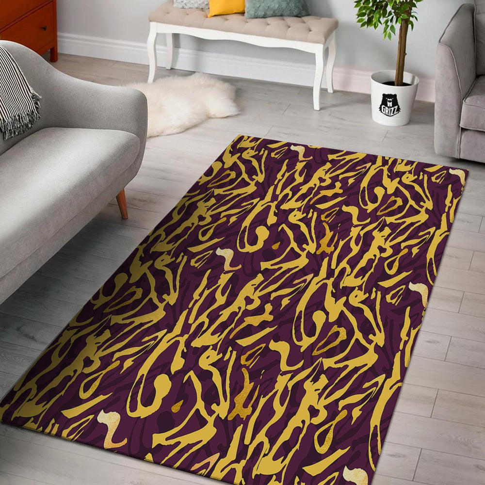 Leopard Yellow And Purple Print Pattern Floor Mat-grizzshop