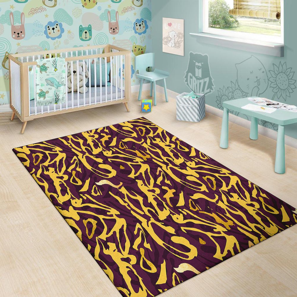 Leopard Yellow And Purple Print Pattern Floor Mat-grizzshop