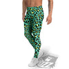 Leopard Yellow And Teal Print Pattern Men's Leggings-grizzshop