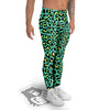 Leopard Yellow And Teal Print Pattern Men's Leggings-grizzshop