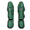 Leopard Yellow And Teal Print Pattern Muay Thai Shin Guards-grizzshop