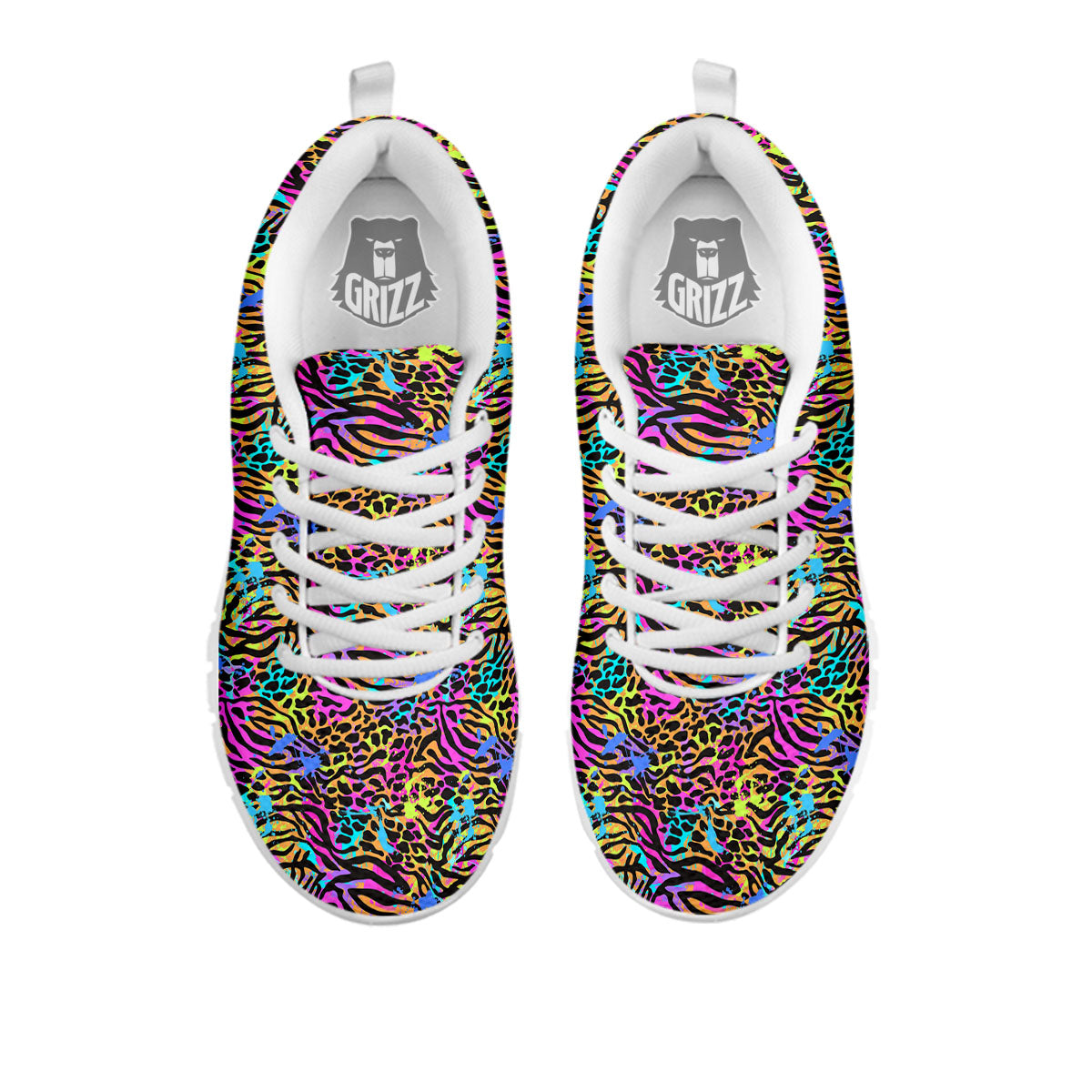 Leopard Zebra Colorful Print Pattern White Sneaker-grizzshop