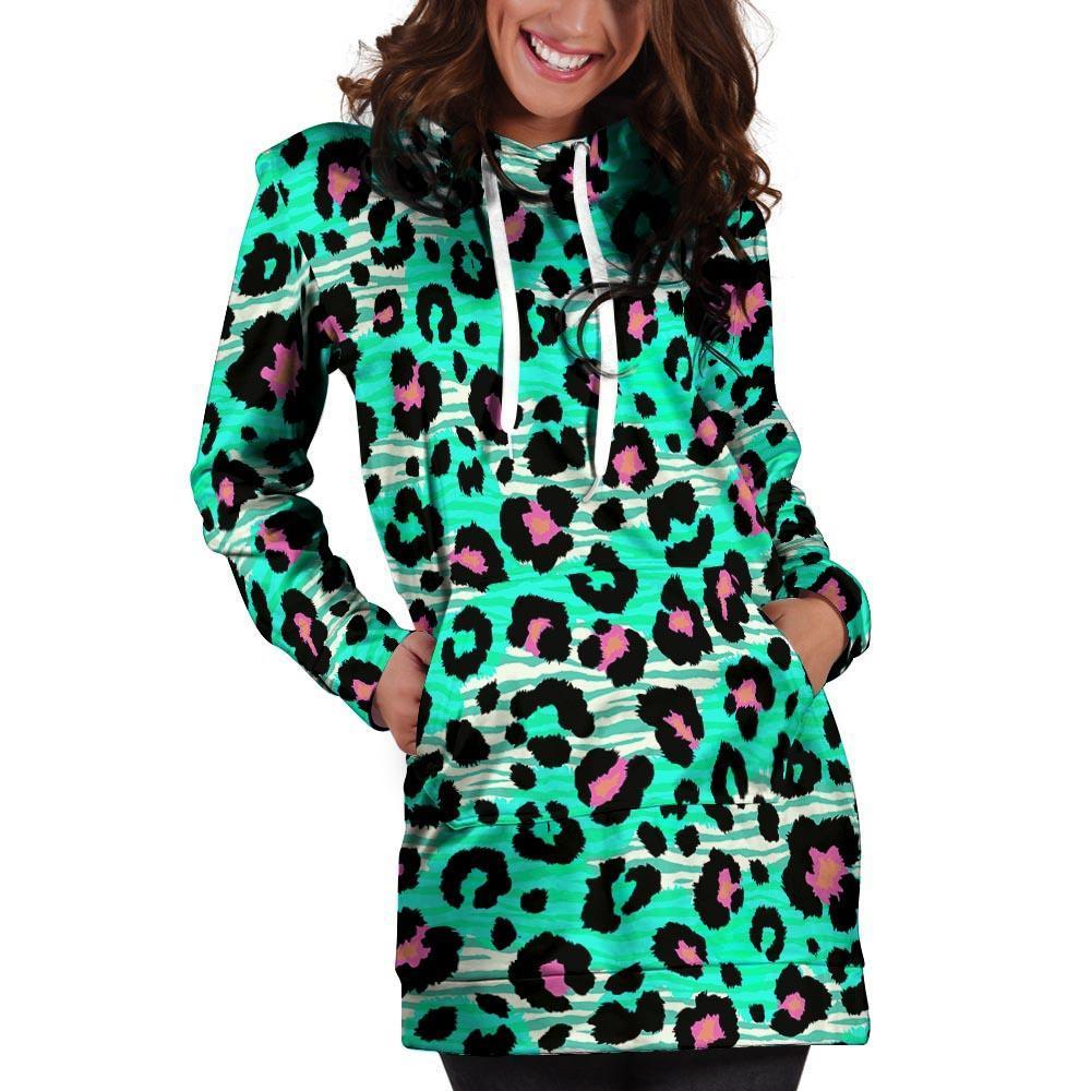 Leopard Zebra Print Hoodie Dress-grizzshop