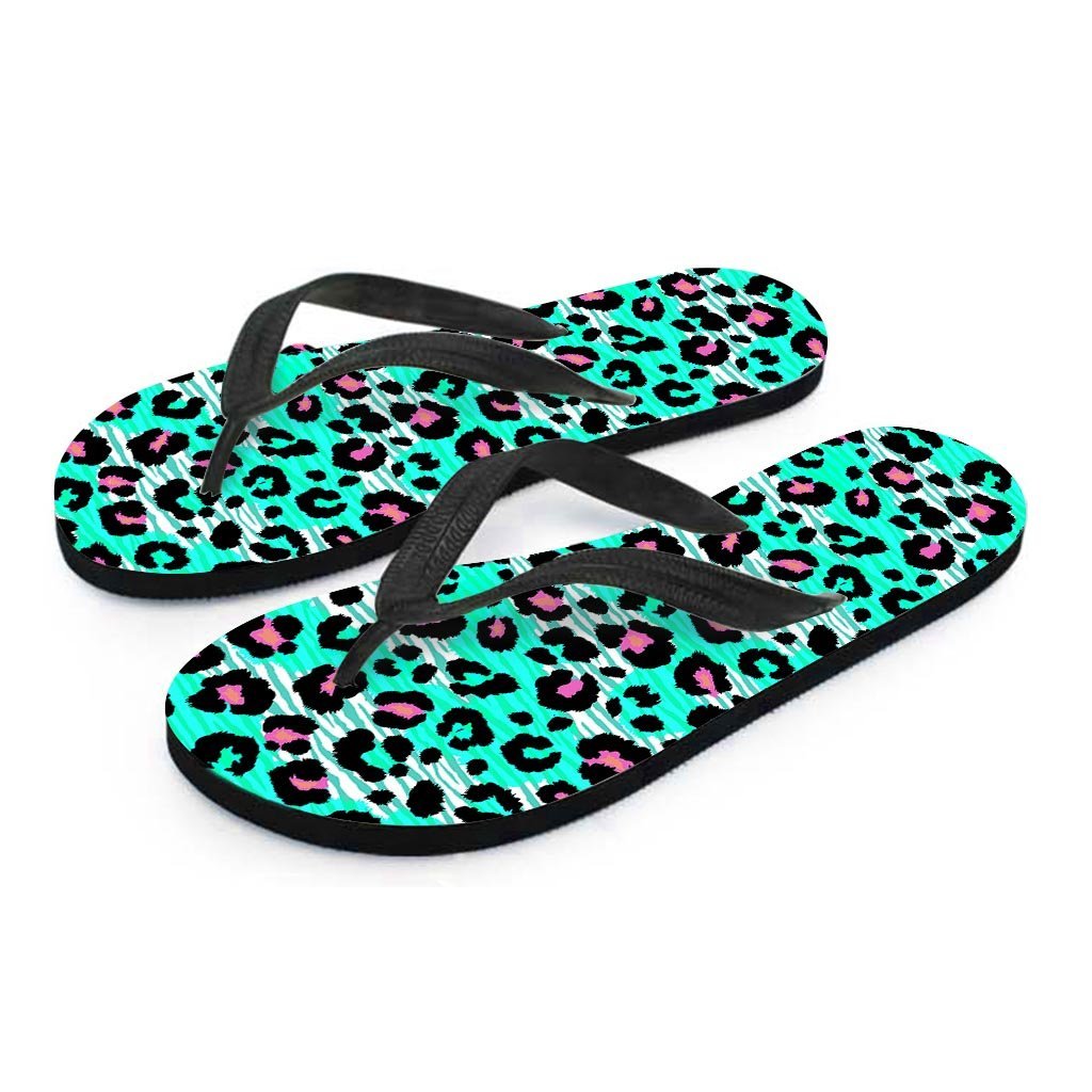 Leopard Zebra Print Men's Flip Flops-grizzshop