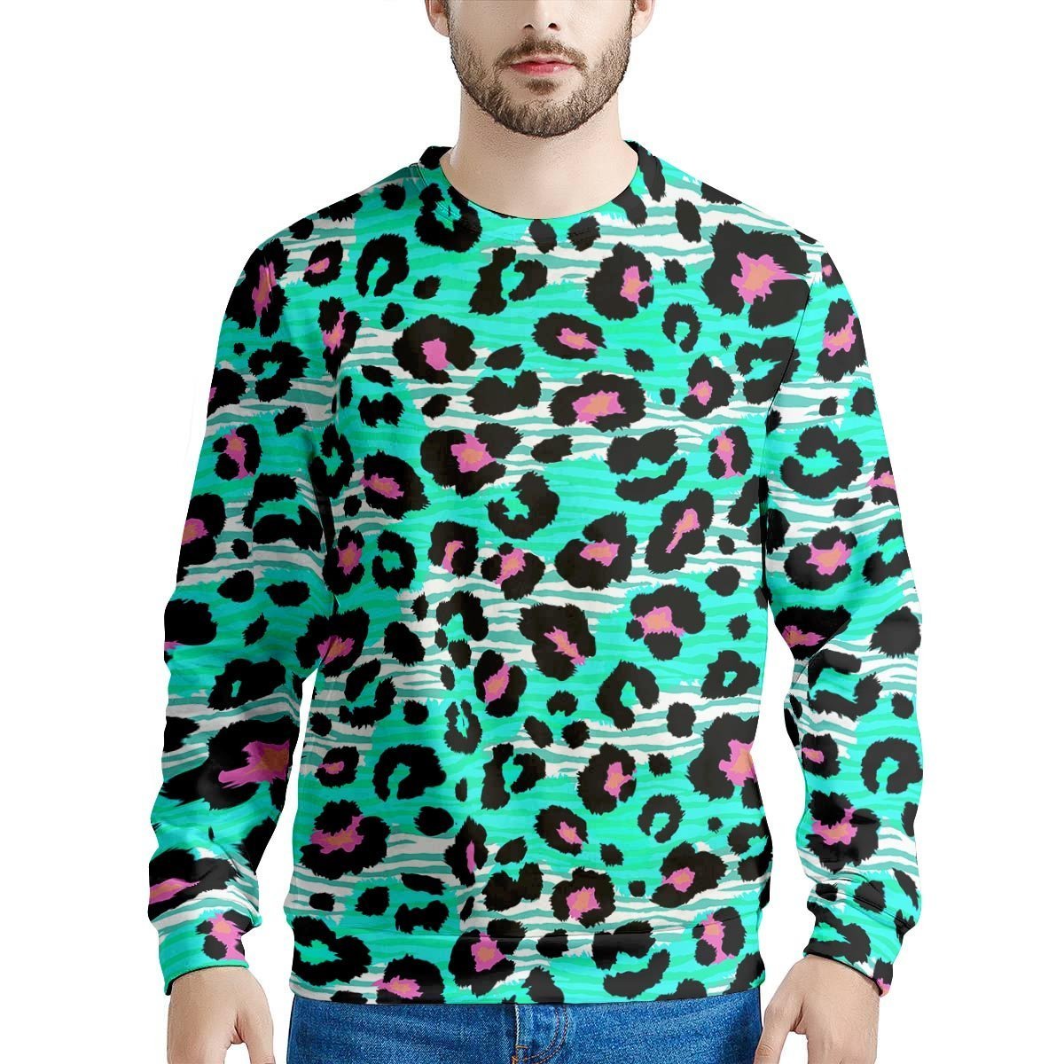 Leopard Zebra Print Men's Sweatshirt-grizzshop