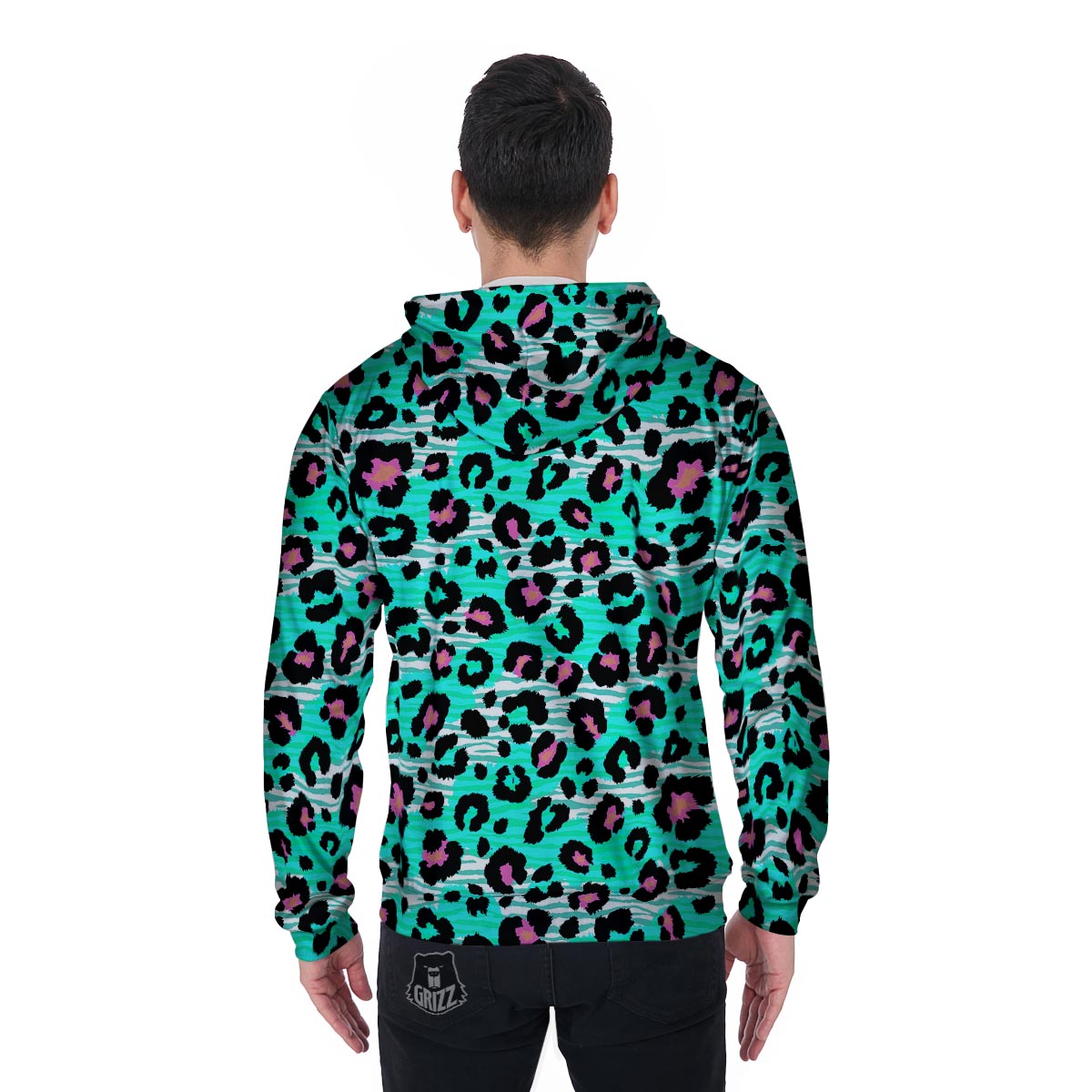 Leopard Zebra Print Men's Zip Up Hoodie-grizzshop