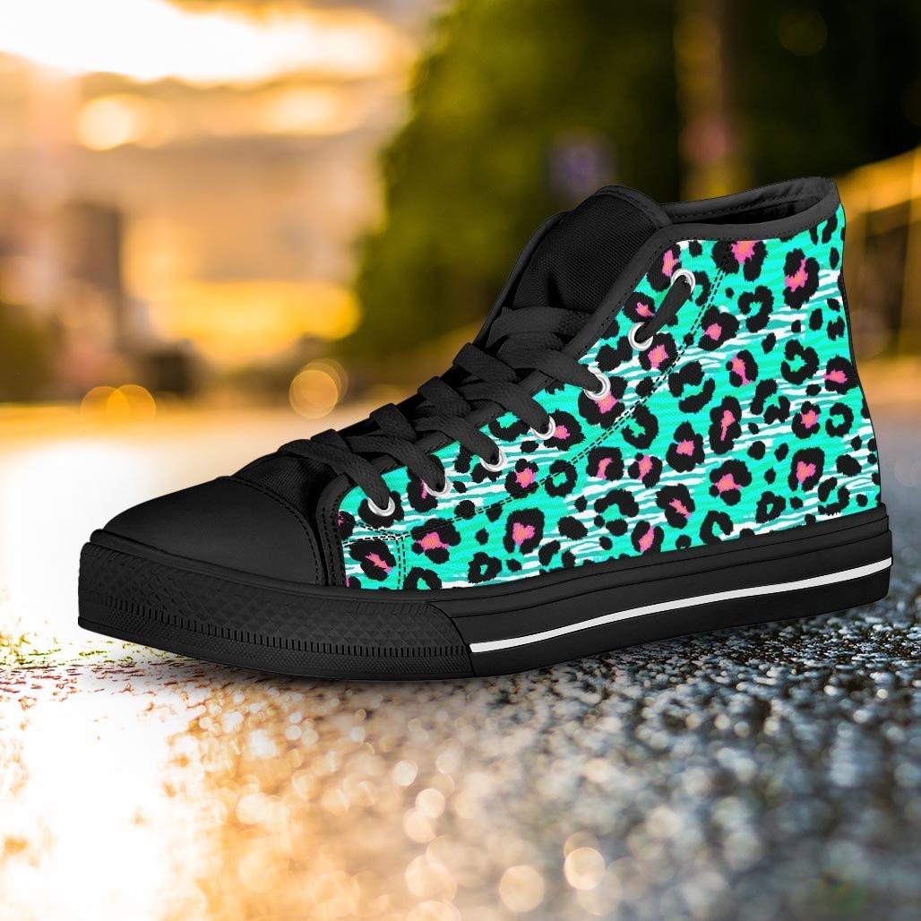 Leopard Zebra Print Women's High Top Shoes-grizzshop