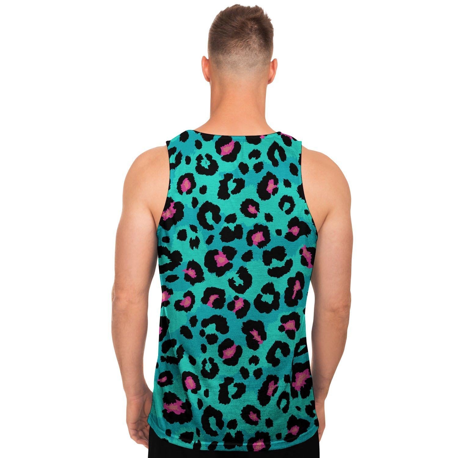 Leopard Teal Print Men's Tank Tops-grizzshop