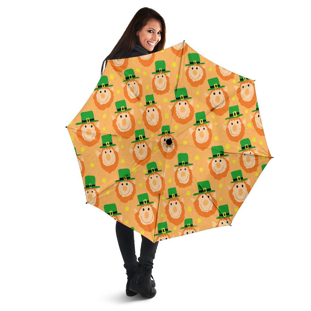 Leprechaun St Patrick's Day Pattern Print Automatic Foldable Umbrella-grizzshop