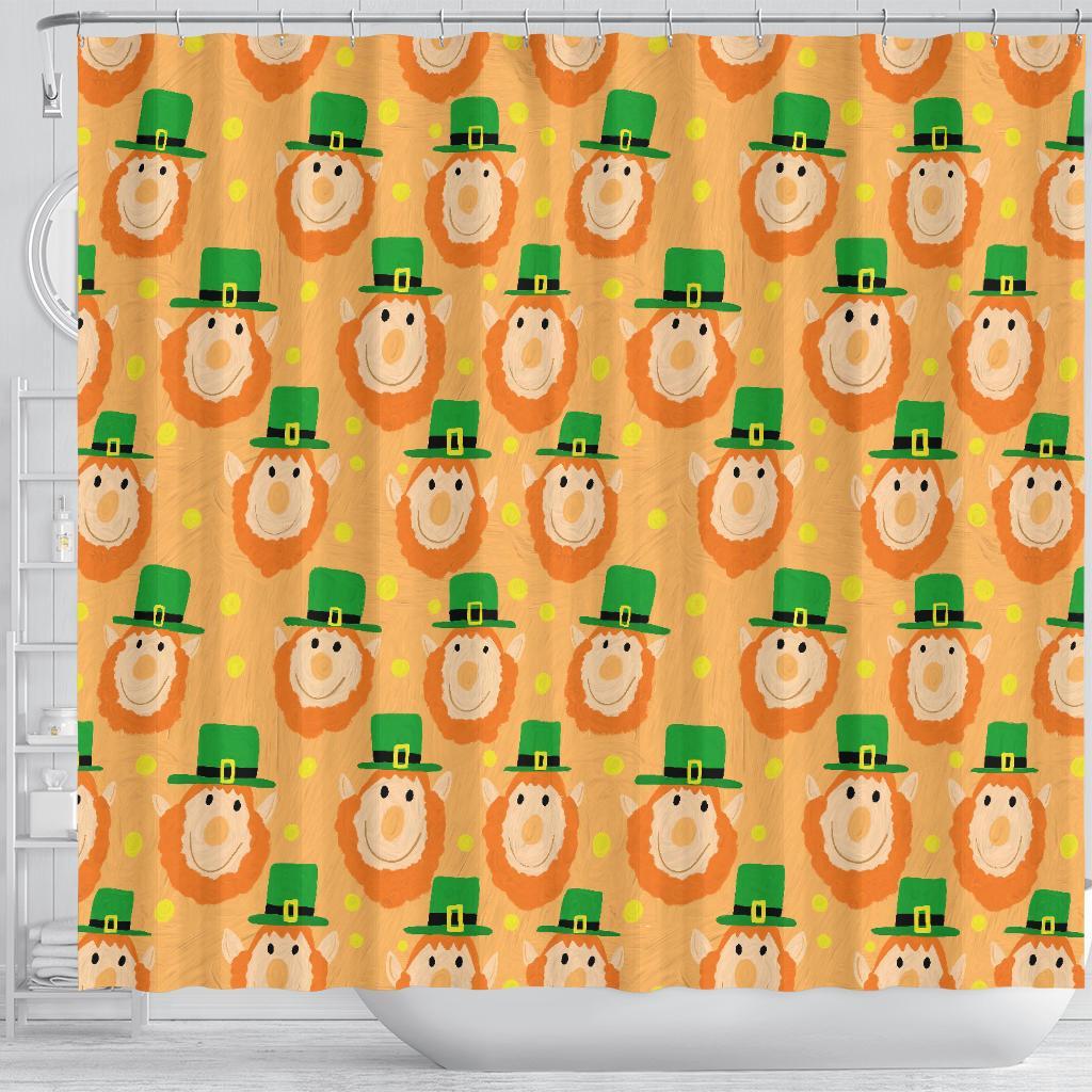 Leprechaun St Patrick's Day Pattern Print Bathroom Shower Curtain-grizzshop