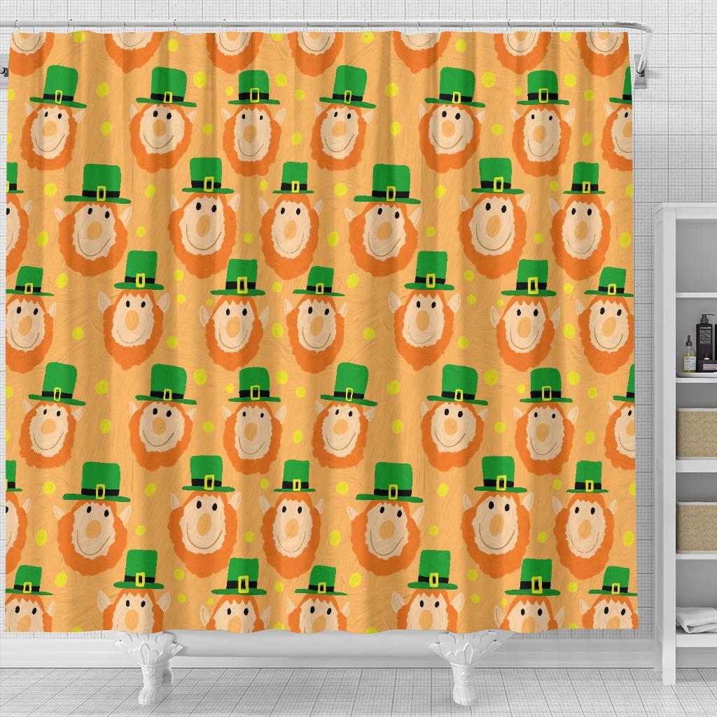 Leprechaun St Patrick's Day Pattern Print Bathroom Shower Curtain-grizzshop