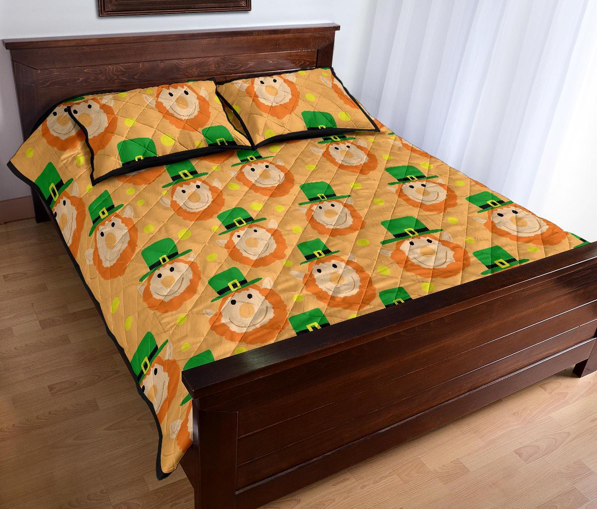 Leprechaun St Patrick's Day Pattern Print Bed Set Quilt-grizzshop