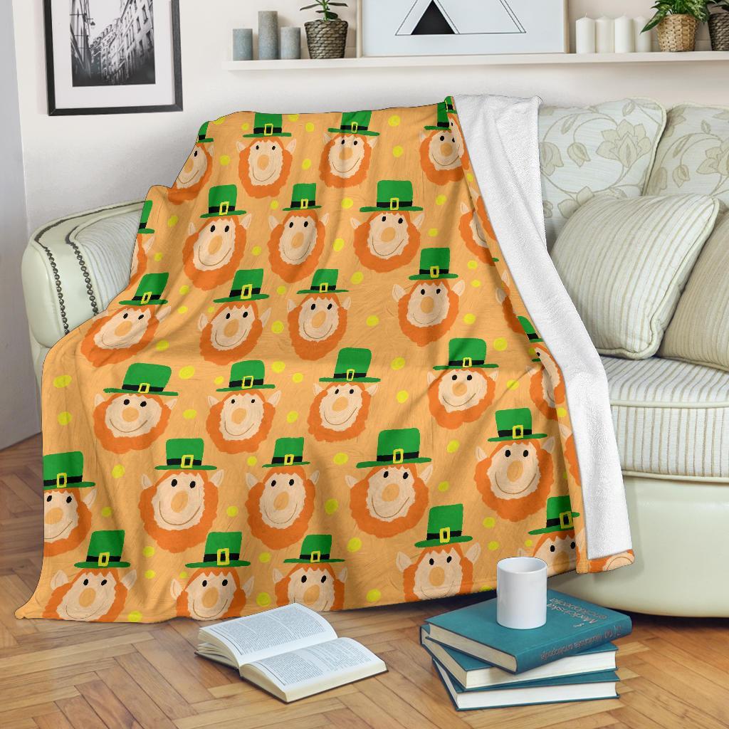 Leprechaun St Patrick's Day Pattern Print Blanket-grizzshop