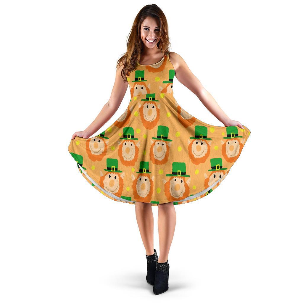 Leprechaun St Patrick's Day Pattern Print Dress-grizzshop