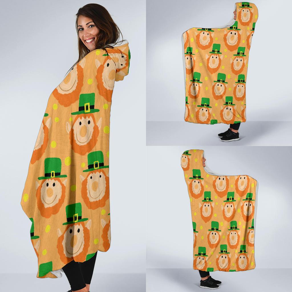 Leprechaun St Patrick's Day Pattern Print Hooded Blanket-grizzshop