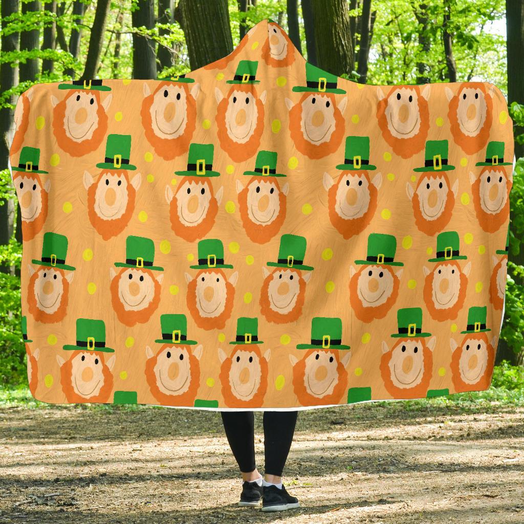 Leprechaun St Patrick's Day Pattern Print Hooded Blanket-grizzshop