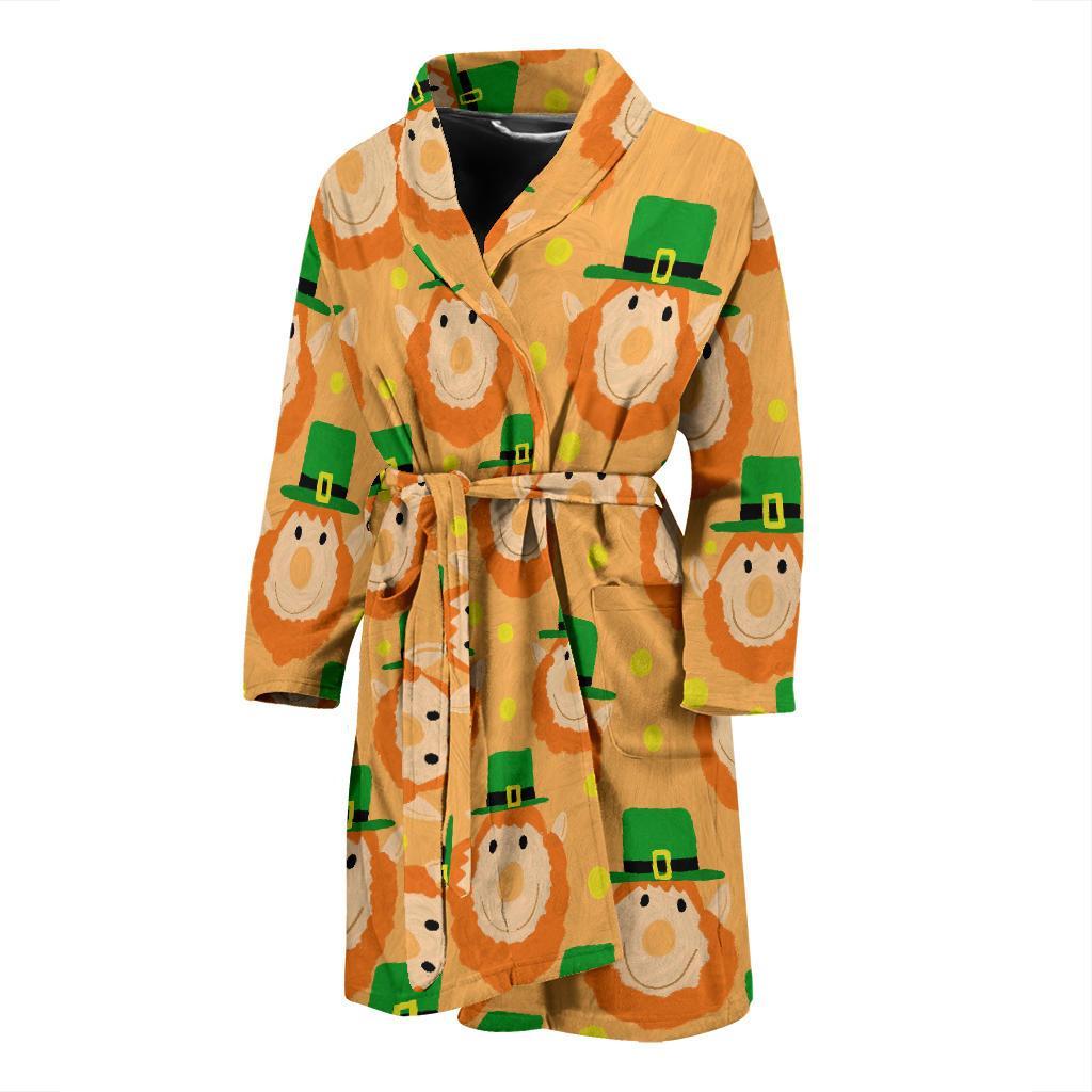 Leprechaun St Patrick's Day Pattern Print Men Long Robe-grizzshop