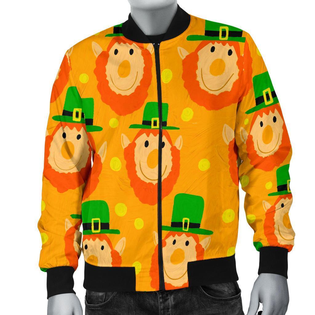 Leprechaun St Patrick's Day Pattern Print Men's Bomber Jacket-grizzshop