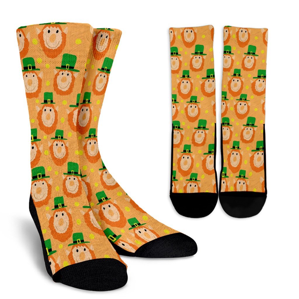 Leprechaun St Patrick's Day Pattern Print Unisex Crew Socks-grizzshop