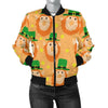 Leprechaun St Patrick's Day Pattern Print Women Casual Bomber Jacket-grizzshop