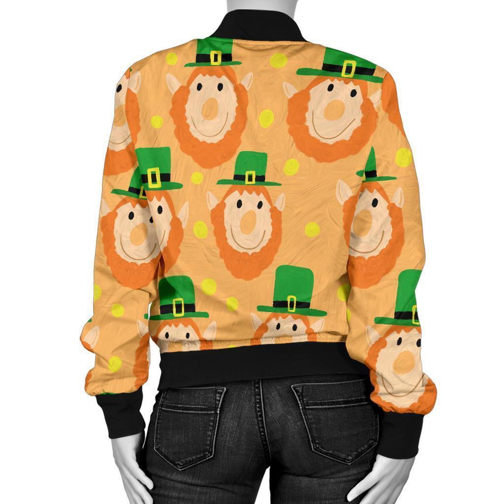 Leprechaun St Patrick's Day Pattern Print Women Casual Bomber Jacket-grizzshop