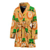 Leprechaun St Patrick's Day Pattern Print Women Long Robe-grizzshop