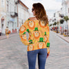 Leprechaun St Patrick's Day Pattern Print Women Off Shoulder Sweatshirt-grizzshop