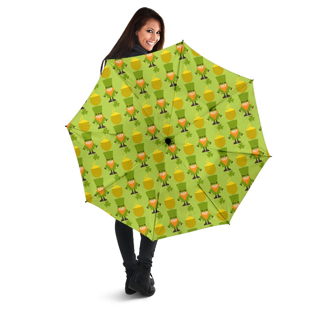 Leprechaun St Patrick's Day Print Pattern Automatic Foldable Umbrella-grizzshop