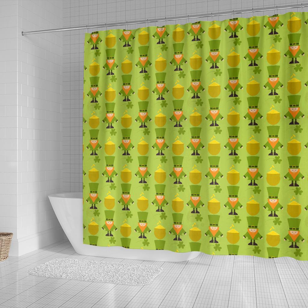 Leprechaun St Patrick's Day Print Pattern Bathroom Shower Curtain-grizzshop