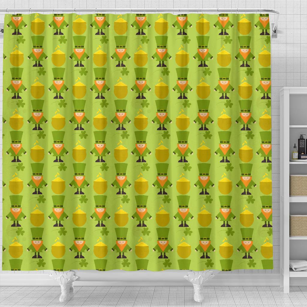 Leprechaun St Patrick's Day Print Pattern Bathroom Shower Curtain-grizzshop