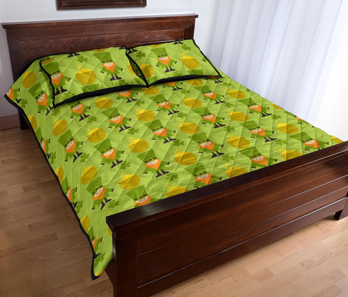 Leprechaun St Patrick's Day Print Pattern Bed Set Quilt-grizzshop