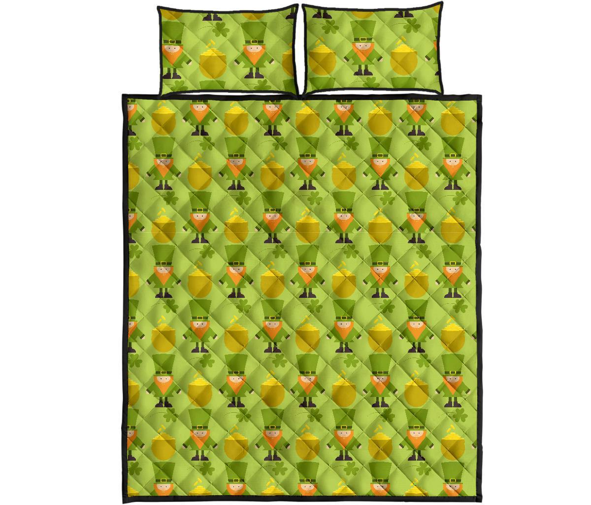 Leprechaun St Patrick's Day Print Pattern Bed Set Quilt-grizzshop