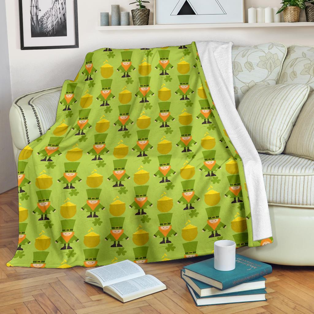 Leprechaun St Patrick's Day Print Pattern Blanket-grizzshop